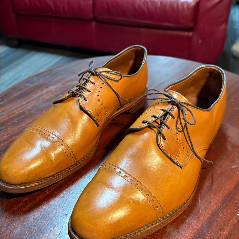 Allen Edmonds Tan Derby Oxfords with Cap Toe